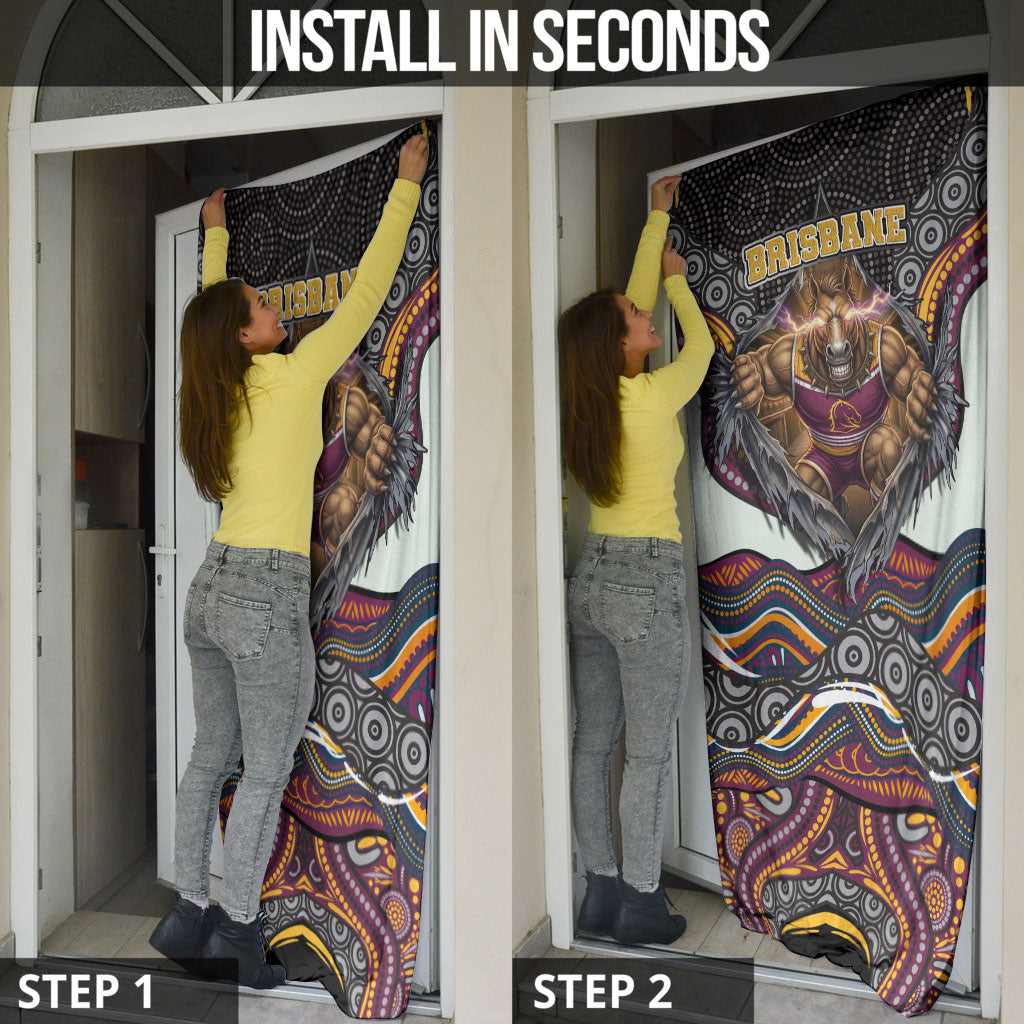 Brisbane Broncos Door Cover The Scream of Lightning Eyes - Indigenous Dot Ripping Effect
