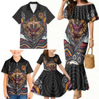 Brisbane Broncos Family Matching Mermaid Dress and Hawaiian Shirt The Scream of Lightning Eyes - Indigenous Dot Ripping Effect