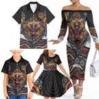 Brisbane Broncos Family Matching Off The Shoulder Long Sleeve Dress and Hawaiian Shirt The Scream of Lightning Eyes - Indigenous Dot Ripping Effect