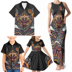 Brisbane Broncos Family Matching Tank Maxi Dress and Hawaiian Shirt The Scream of Lightning Eyes - Indigenous Dot Ripping Effect