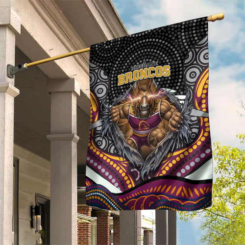 Brisbane Broncos Garden Flag The Scream of Lightning Eyes - Indigenous Dot Ripping Effect