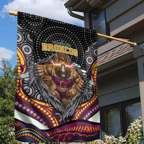 Brisbane Broncos Garden Flag The Scream of Lightning Eyes - Indigenous Dot Ripping Effect
