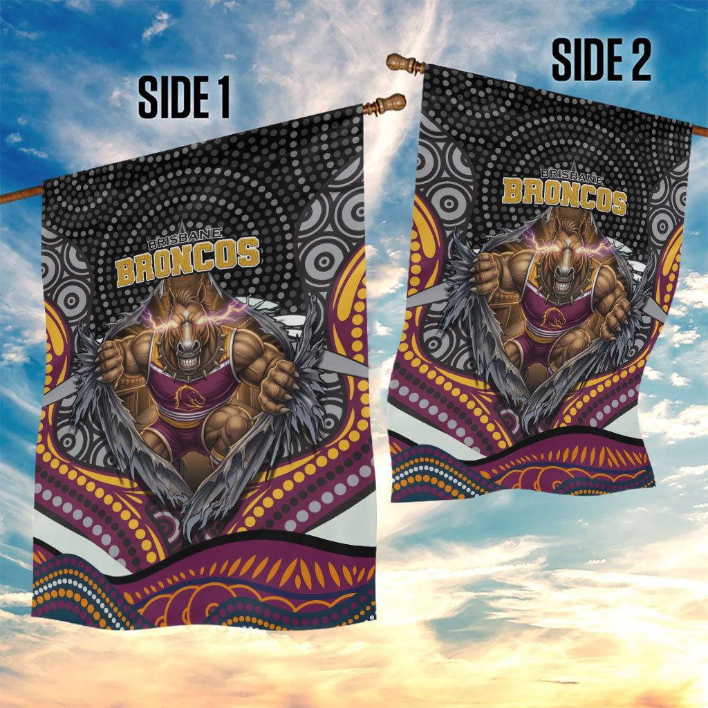 Brisbane Broncos Garden Flag The Scream of Lightning Eyes - Indigenous Dot Ripping Effect