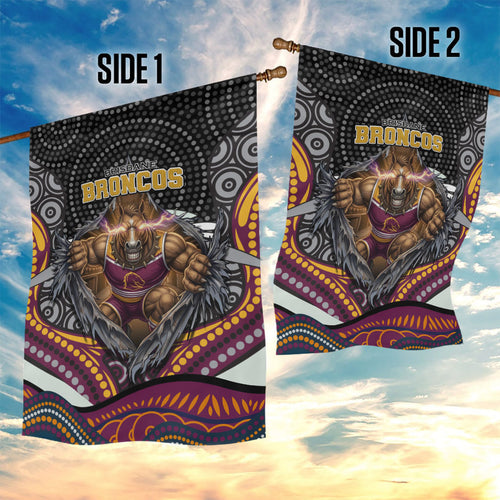 Brisbane Broncos Garden Flag The Scream of Lightning Eyes - Indigenous Dot Ripping Effect