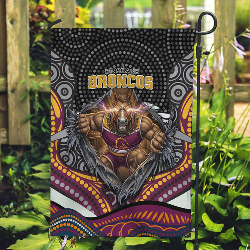 Brisbane Broncos Garden Flag The Scream of Lightning Eyes - Indigenous Dot Ripping Effect