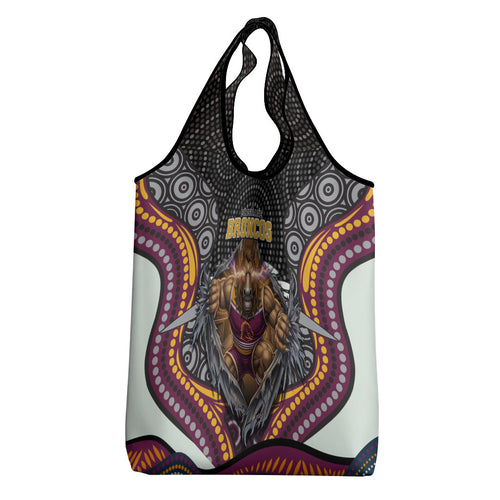 Brisbane Broncos Grocery Bag The Scream of Lightning Eyes - Indigenous Dot Ripping Effect