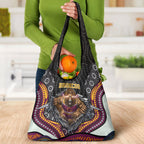 Brisbane Broncos Grocery Bag The Scream of Lightning Eyes - Indigenous Dot Ripping Effect