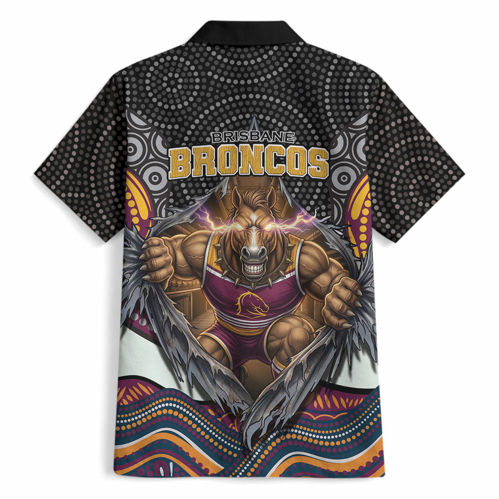 Brisbane Broncos Hawaiian Shirt The Scream of Lightning Eyes - Indigenous Dot Ripping Effect