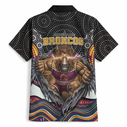 Brisbane Broncos Hawaiian Shirt The Scream of Lightning Eyes - Indigenous Dot Ripping Effect