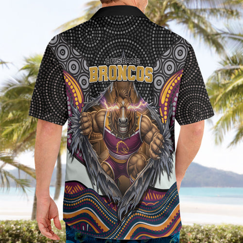 Brisbane Broncos Hawaiian Shirt The Scream of Lightning Eyes - Indigenous Dot Ripping Effect