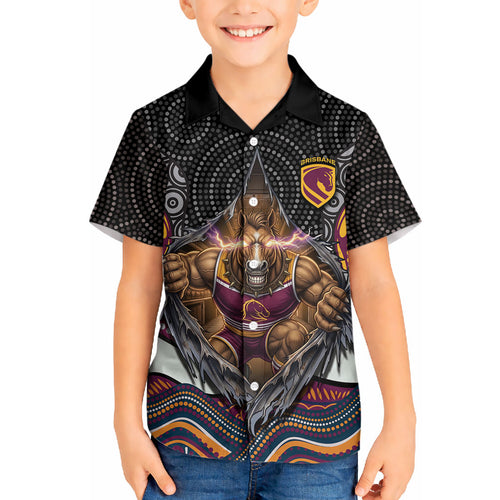 Brisbane Broncos Hawaiian Shirt The Scream of Lightning Eyes - Indigenous Dot Ripping Effect
