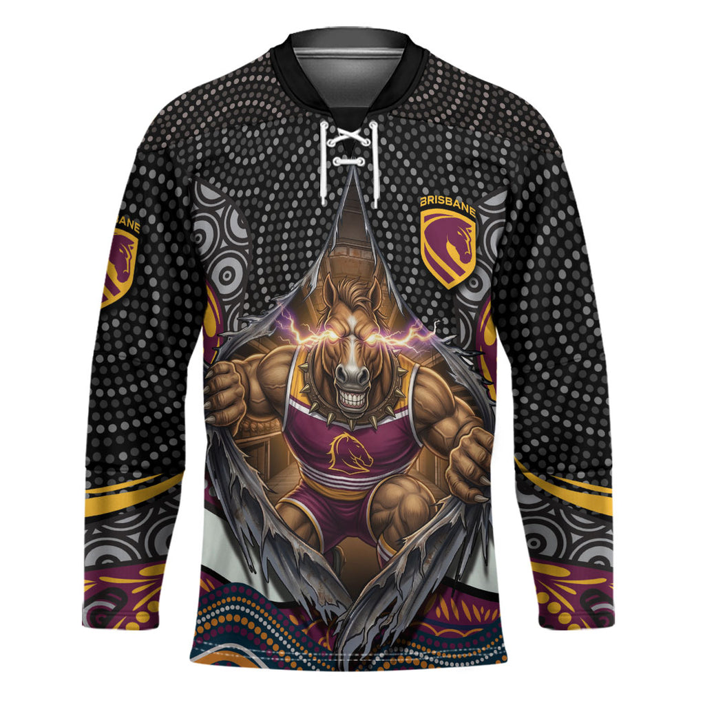 Brisbane Broncos Hockey Jersey The Scream of Lightning Eyes - Indigenous Dot Ripping Effect