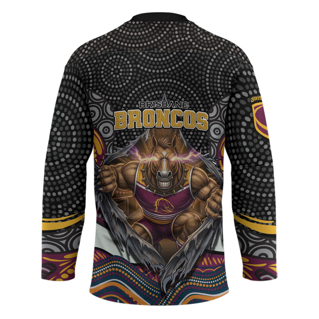 Brisbane Broncos Hockey Jersey The Scream of Lightning Eyes - Indigenous Dot Ripping Effect