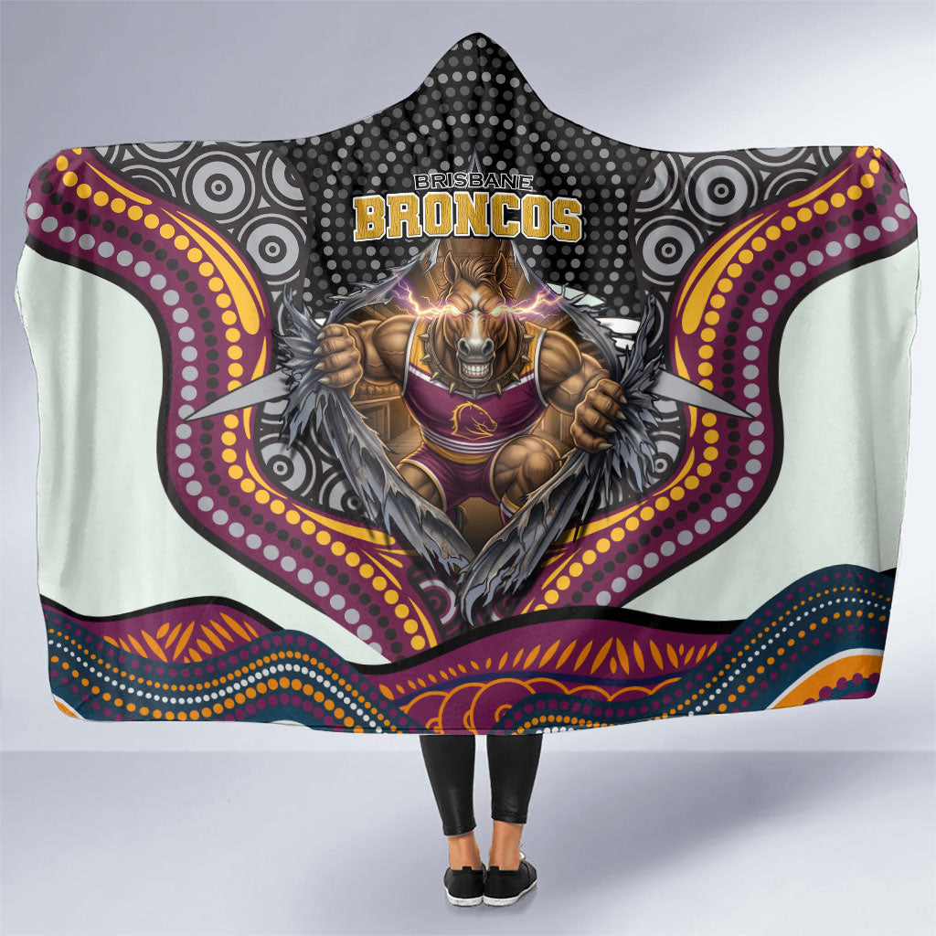 Brisbane Broncos Hooded Blanket The Scream of Lightning Eyes - Indigenous Dot Ripping Effect
