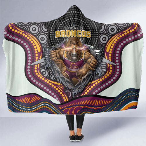 Brisbane Broncos Hooded Blanket The Scream of Lightning Eyes - Indigenous Dot Ripping Effect