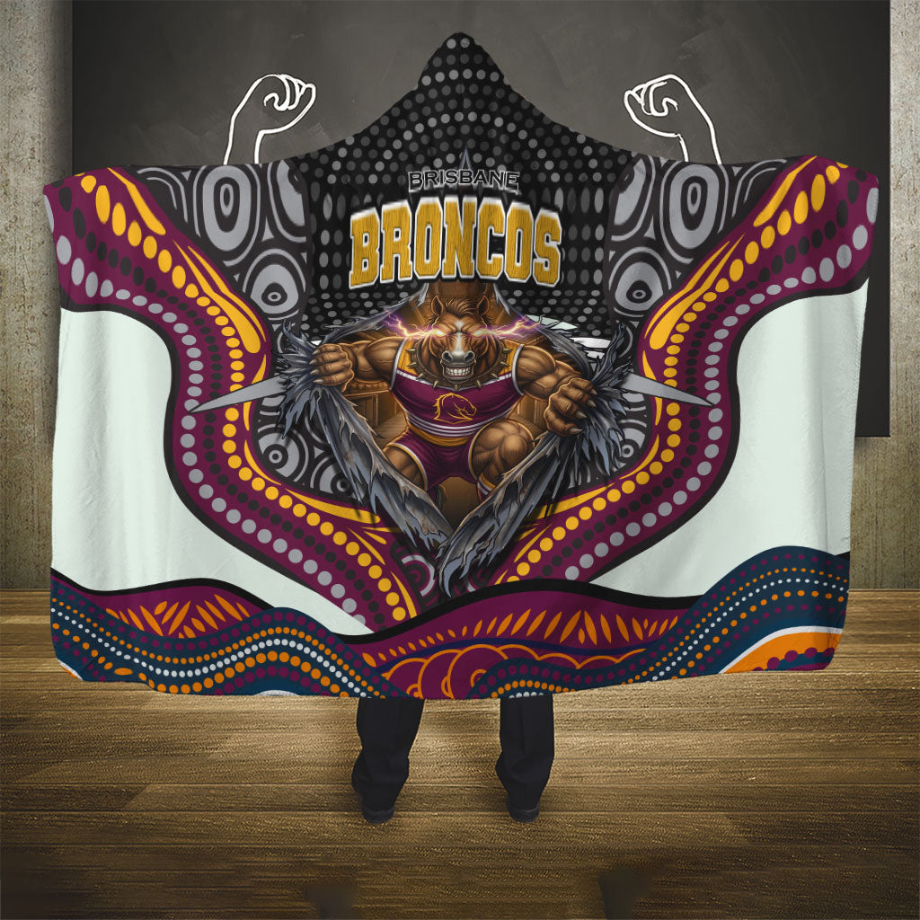 Brisbane Broncos Hooded Blanket The Scream of Lightning Eyes - Indigenous Dot Ripping Effect