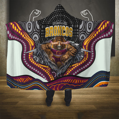 Brisbane Broncos Hooded Blanket The Scream of Lightning Eyes - Indigenous Dot Ripping Effect
