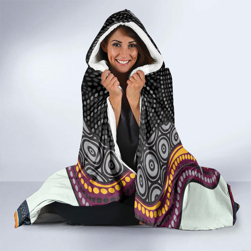 Brisbane Broncos Hooded Blanket The Scream of Lightning Eyes - Indigenous Dot Ripping Effect