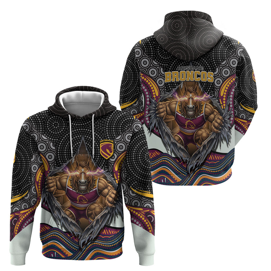 Brisbane Broncos Hoodie The Scream of Lightning Eyes - Indigenous Dot Ripping Effect