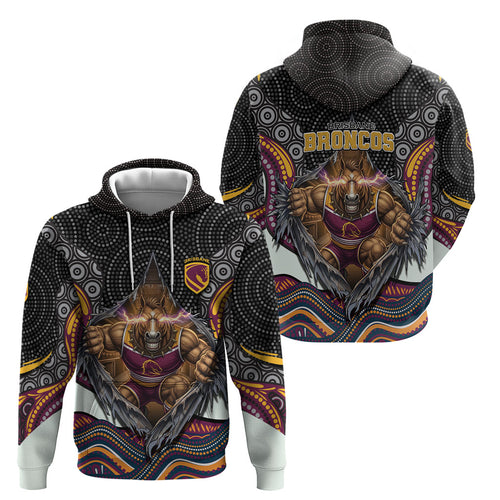 Brisbane Broncos Hoodie The Scream of Lightning Eyes - Indigenous Dot Ripping Effect