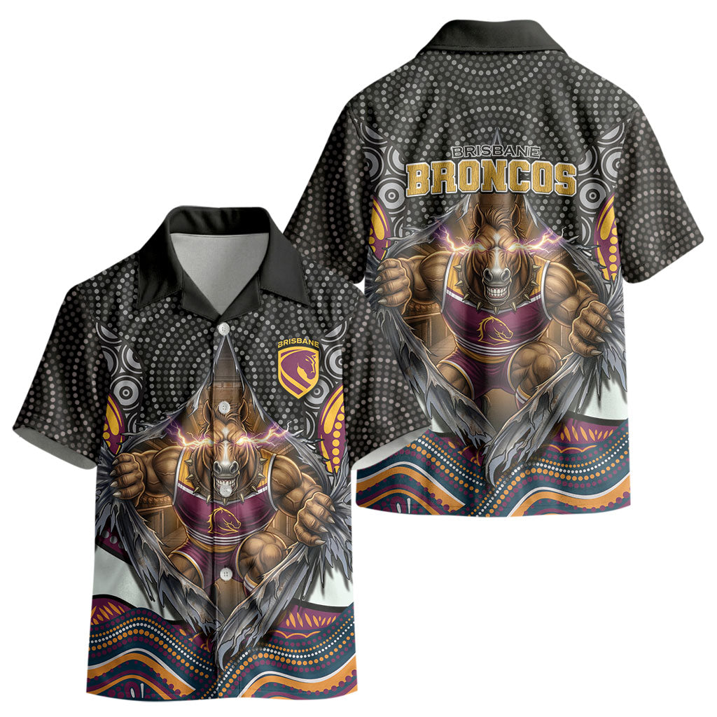 Brisbane Broncos Kid Hawaiian Shirt The Scream of Lightning Eyes - Indigenous Dot Ripping Effect