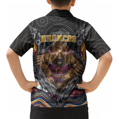Brisbane Broncos Kid Hawaiian Shirt The Scream of Lightning Eyes - Indigenous Dot Ripping Effect