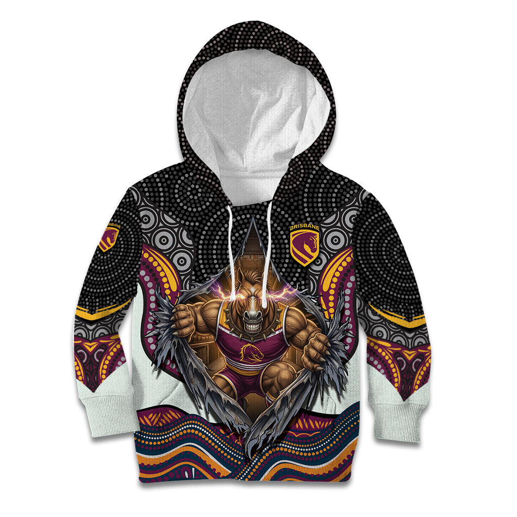 Brisbane Broncos Kid Hoodie The Scream of Lightning Eyes - Indigenous Dot Ripping Effect