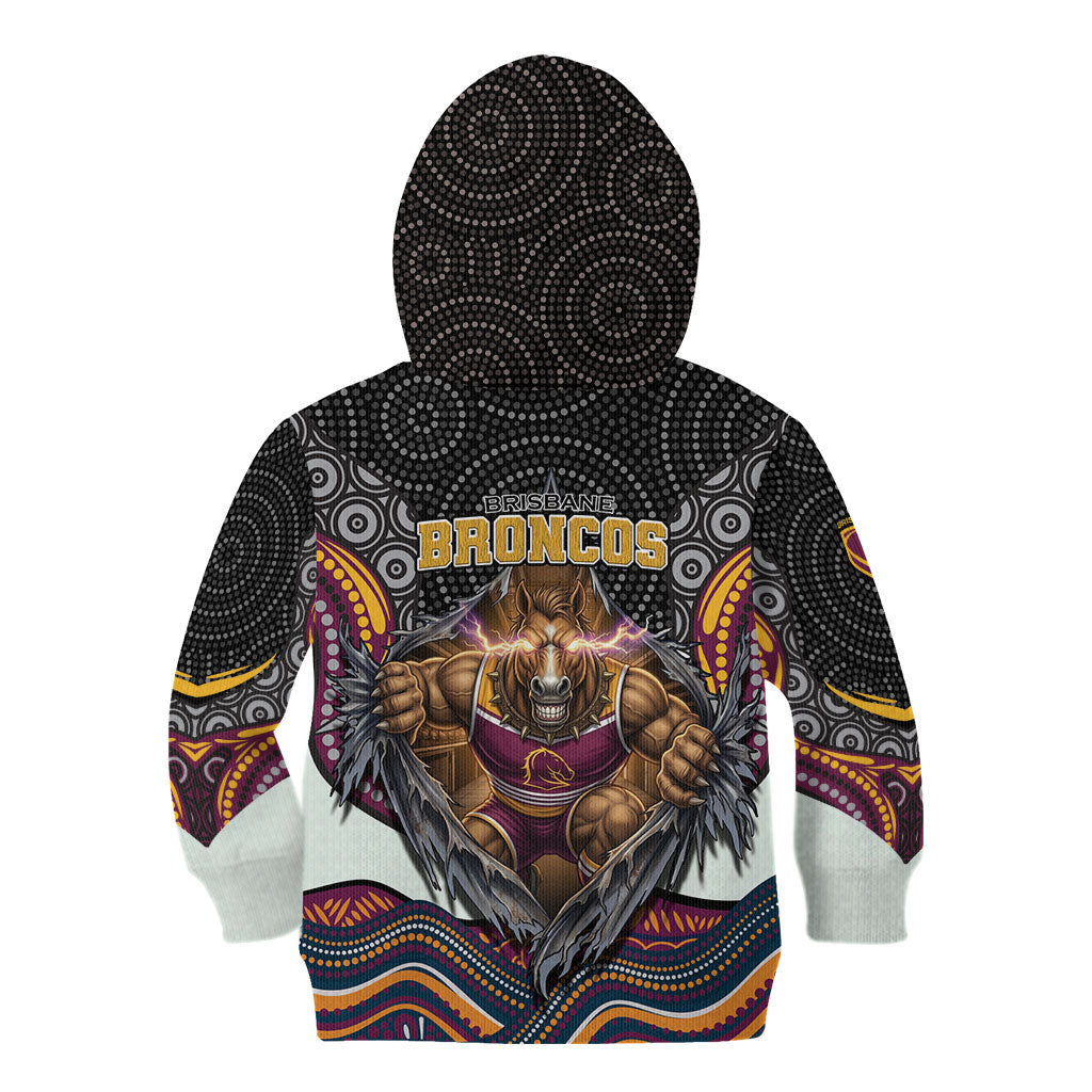 Brisbane Broncos Kid Hoodie The Scream of Lightning Eyes - Indigenous Dot Ripping Effect