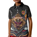 Brisbane Broncos Kid Polo Shirt The Scream of Lightning Eyes - Indigenous Dot Ripping Effect