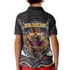 Brisbane Broncos Kid Polo Shirt The Scream of Lightning Eyes - Indigenous Dot Ripping Effect