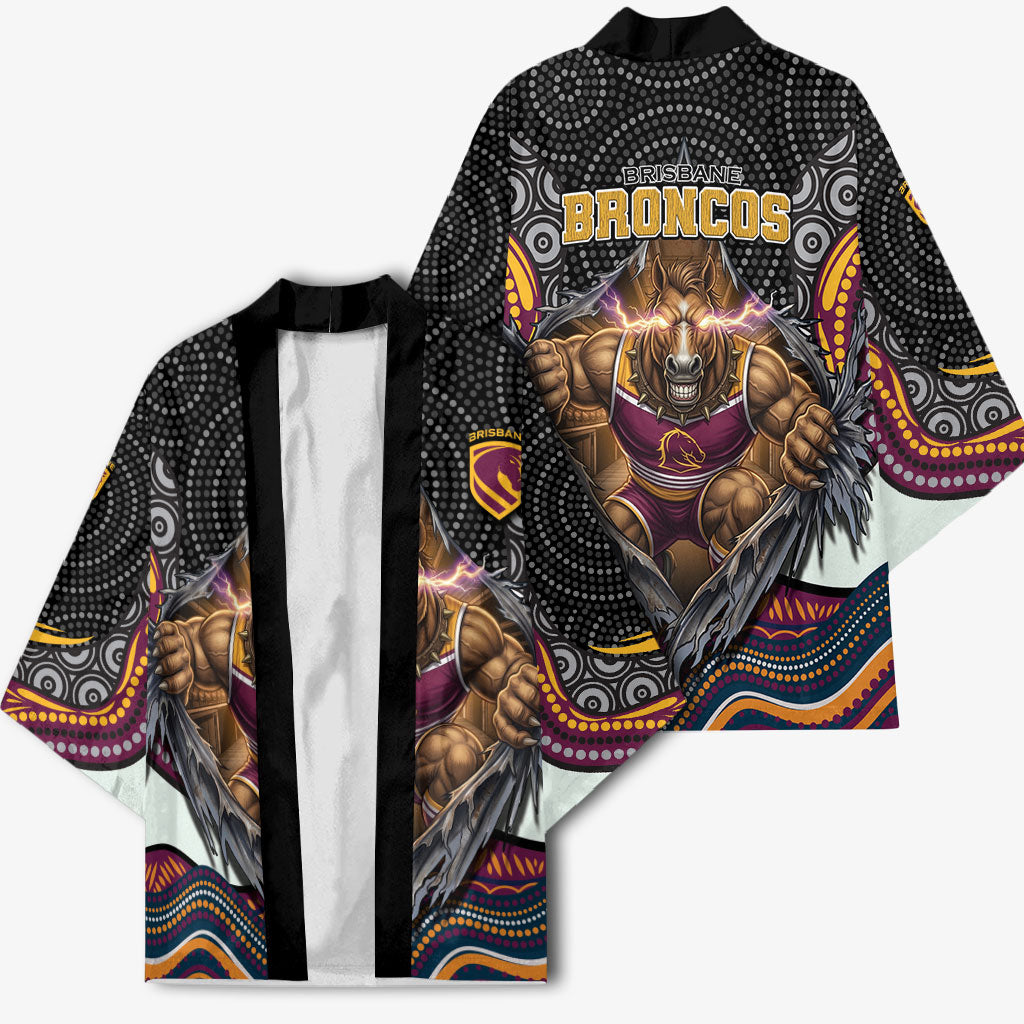 Brisbane Broncos Kimono The Scream of Lightning Eyes - Indigenous Dot Ripping Effect