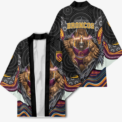 Brisbane Broncos Kimono The Scream of Lightning Eyes - Indigenous Dot Ripping Effect