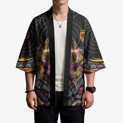 Brisbane Broncos Kimono The Scream of Lightning Eyes - Indigenous Dot Ripping Effect