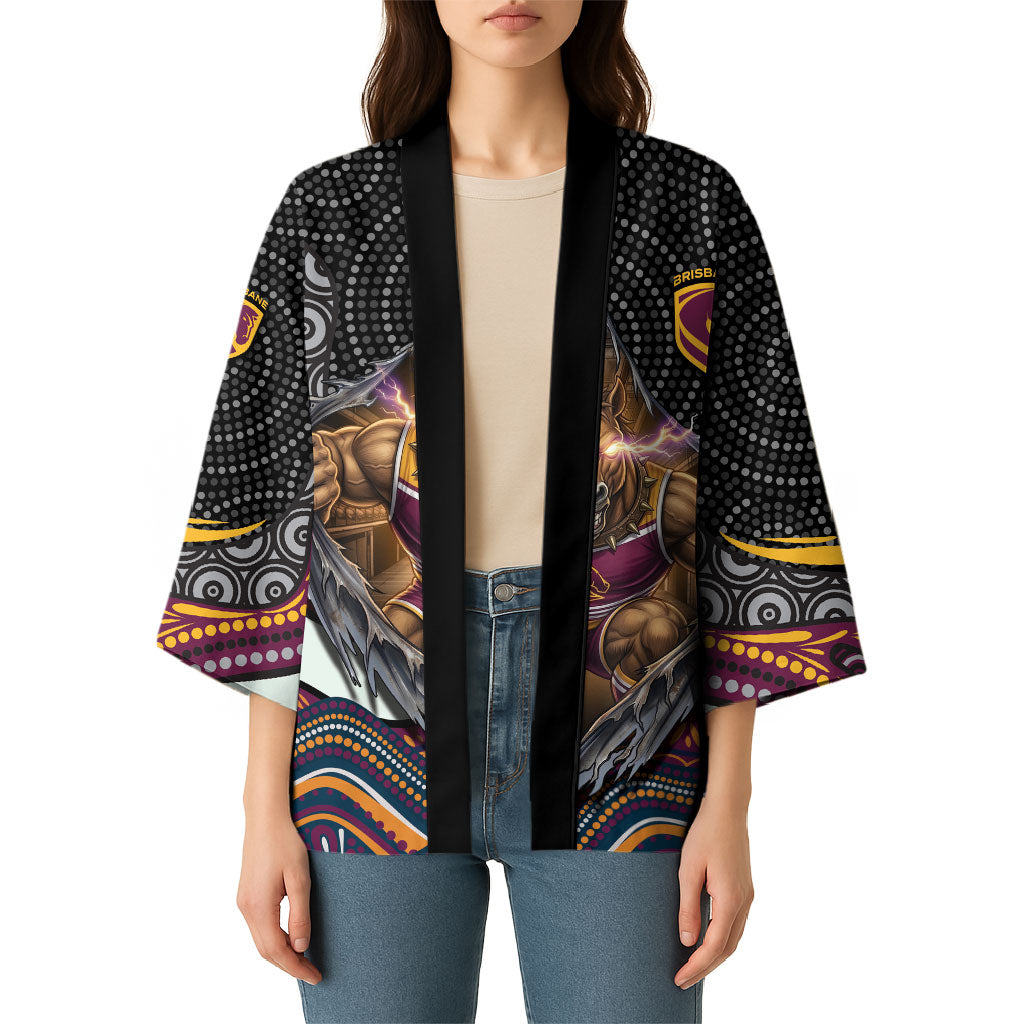 Brisbane Broncos Kimono The Scream of Lightning Eyes - Indigenous Dot Ripping Effect