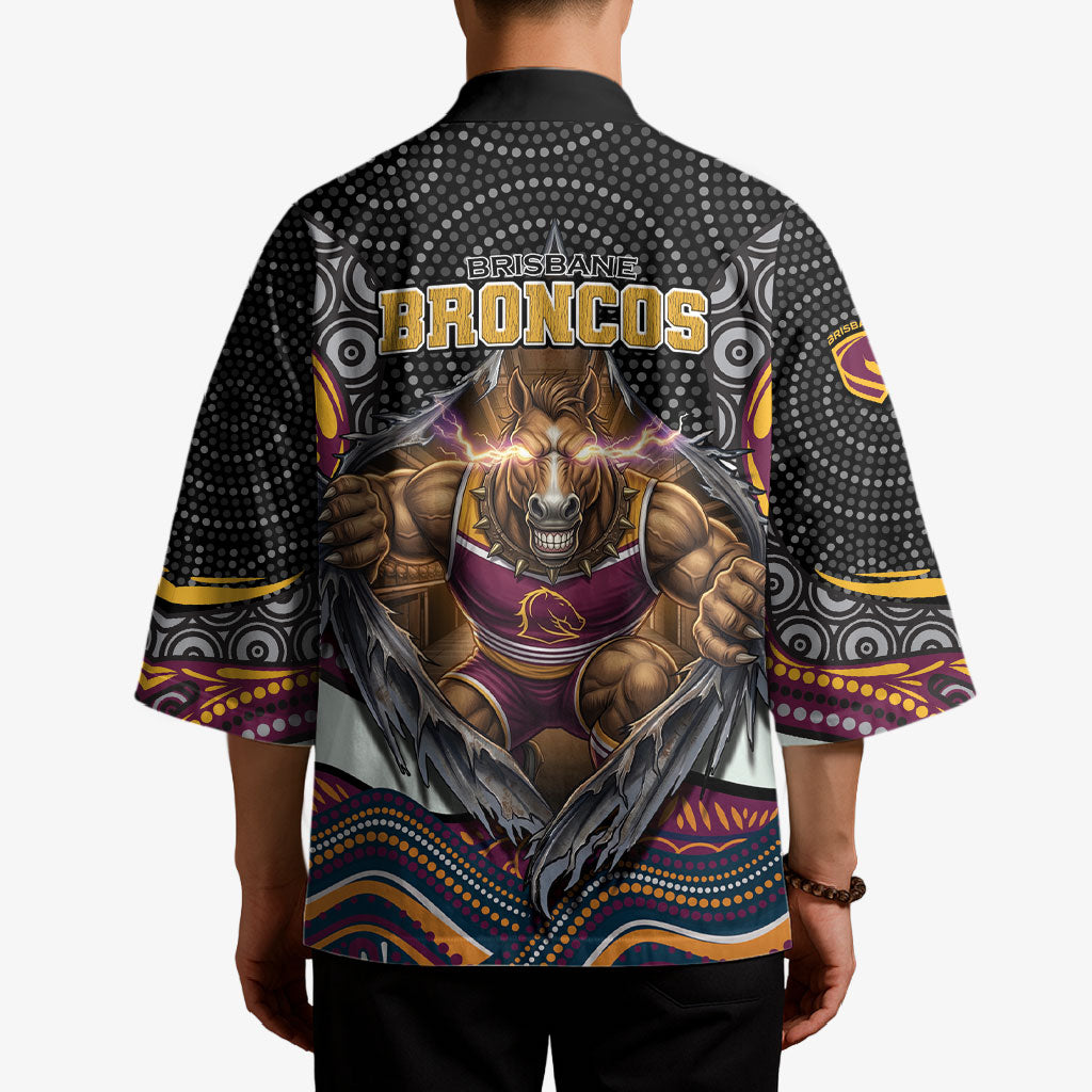 Brisbane Broncos Kimono The Scream of Lightning Eyes - Indigenous Dot Ripping Effect
