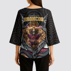 Brisbane Broncos Kimono Sleeve Blouse The Scream of Lightning Eyes - Indigenous Dot Ripping Effect