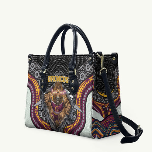 Brisbane Broncos Leather Bag The Scream of Lightning Eyes - Indigenous Dot Ripping Effect