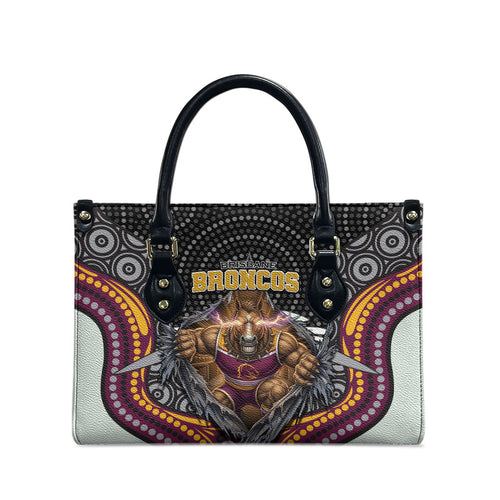 Brisbane Broncos Leather Bag The Scream of Lightning Eyes - Indigenous Dot Ripping Effect