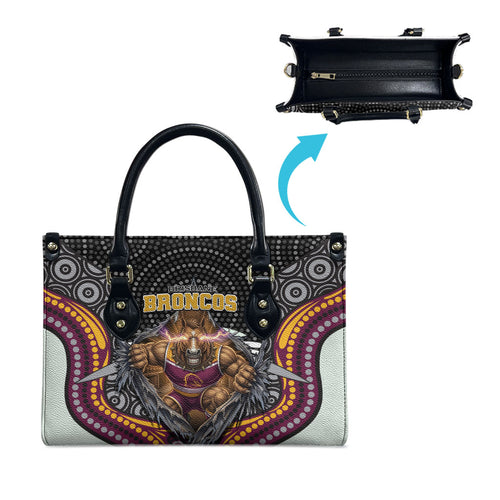Brisbane Broncos Leather Bag The Scream of Lightning Eyes - Indigenous Dot Ripping Effect