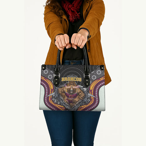Brisbane Broncos Leather Bag The Scream of Lightning Eyes - Indigenous Dot Ripping Effect