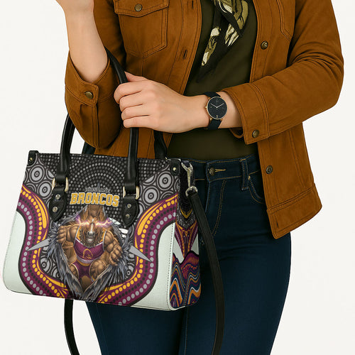 Brisbane Broncos Leather Bag The Scream of Lightning Eyes - Indigenous Dot Ripping Effect