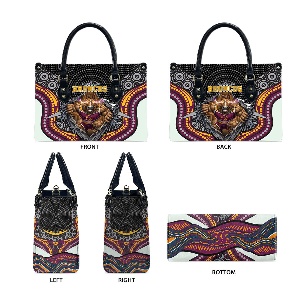 Brisbane Broncos Leather Bag The Scream of Lightning Eyes - Indigenous Dot Ripping Effect