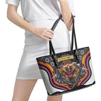 Brisbane Broncos Leather Tote Bag The Scream of Lightning Eyes - Indigenous Dot Ripping Effect