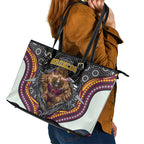 Brisbane Broncos Leather Tote Bag The Scream of Lightning Eyes - Indigenous Dot Ripping Effect