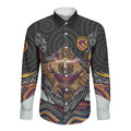 Brisbane Broncos Long Sleeve Button Shirt The Scream of Lightning Eyes - Indigenous Dot Ripping Effect