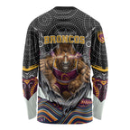 Brisbane Broncos Long Sleeve Shirt The Scream of Lightning Eyes - Indigenous Dot Ripping Effect