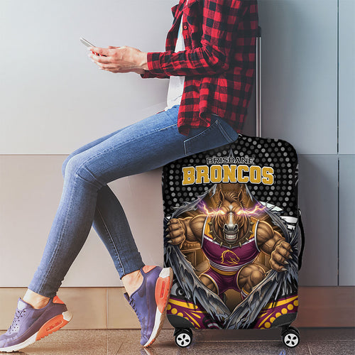 Brisbane Broncos Luggage Cover The Scream of Lightning Eyes - Indigenous Dot Ripping Effect