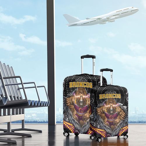 Brisbane Broncos Luggage Cover The Scream of Lightning Eyes - Indigenous Dot Ripping Effect
