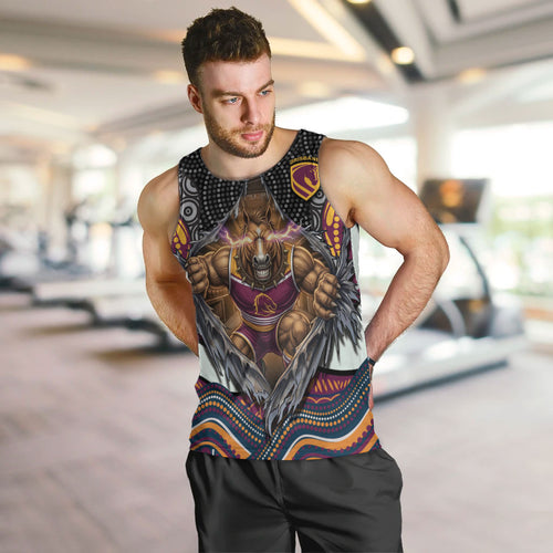 Brisbane Broncos Men Tank Top The Scream of Lightning Eyes - Indigenous Dot Ripping Effect