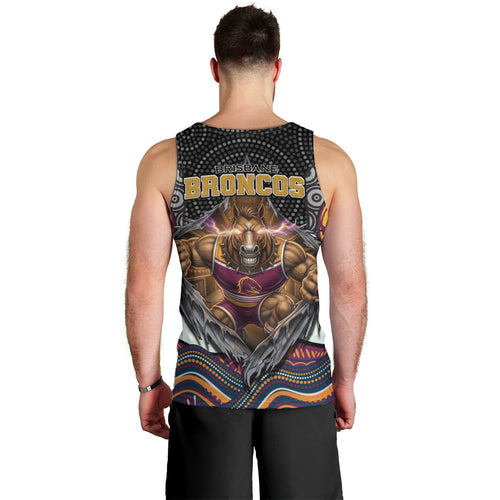 Brisbane Broncos Men Tank Top The Scream of Lightning Eyes - Indigenous Dot Ripping Effect